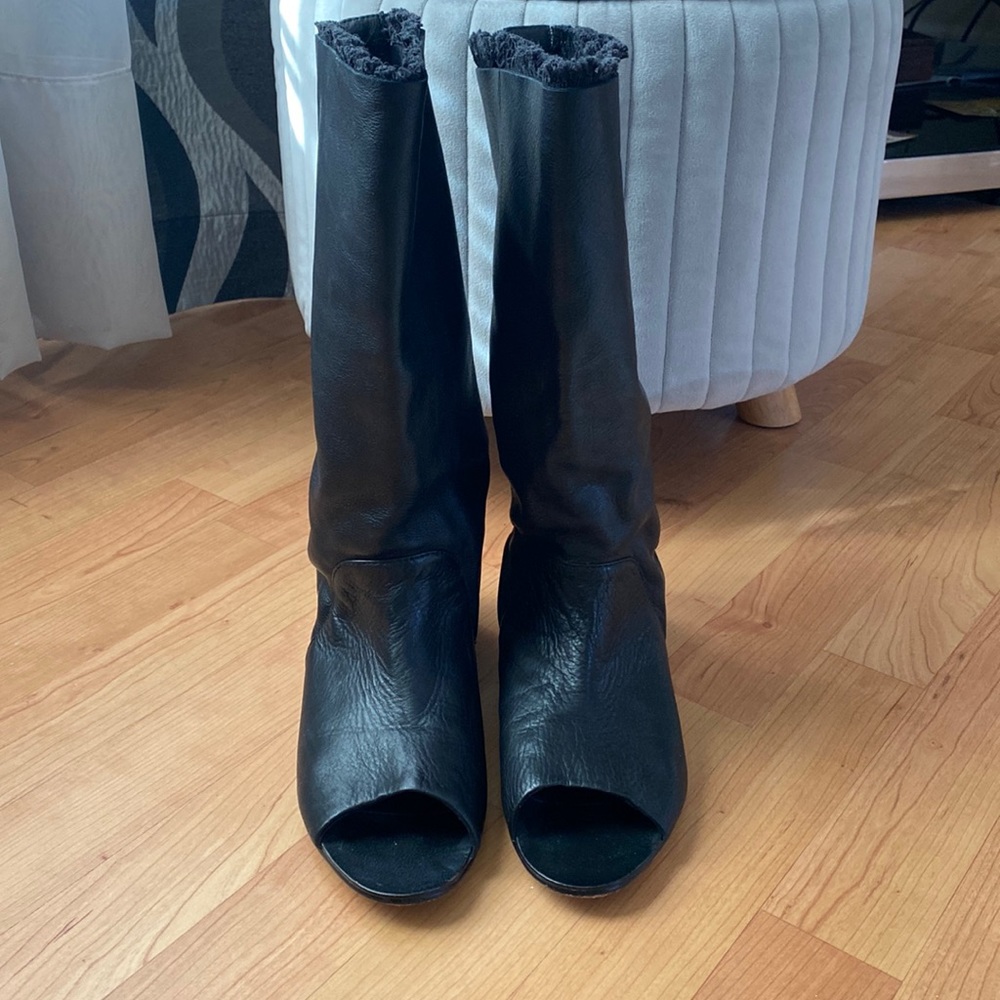 Dolce Vita Black Leather Open Toe Boots